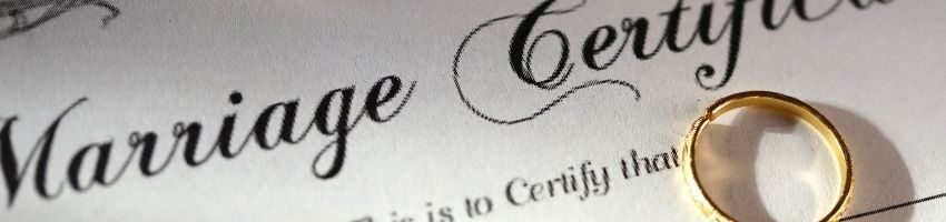 A close up of a marriage certificate.