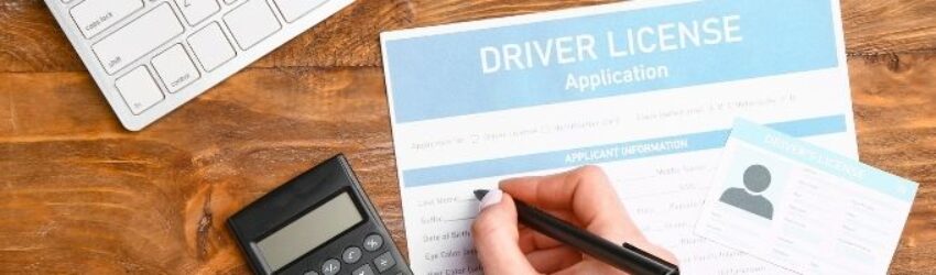 driver license form placed on table