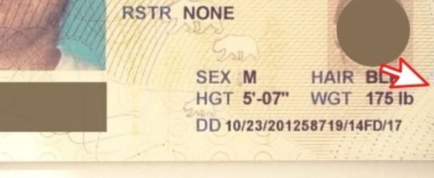 A sample CA driver's license with highlighted issue date.