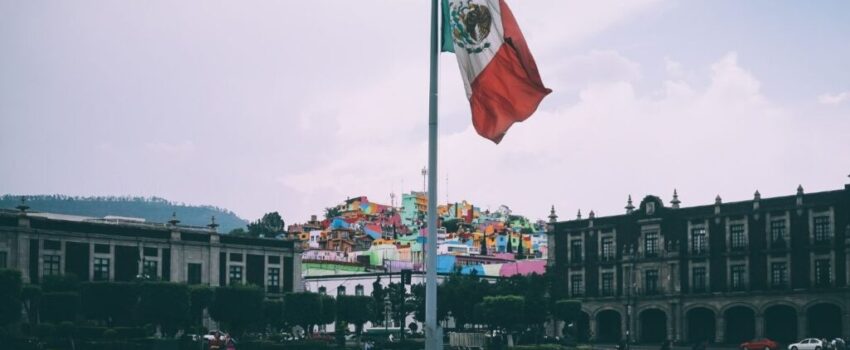 A photo of the Mexican flag.