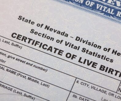 A sample certificate of live birth.