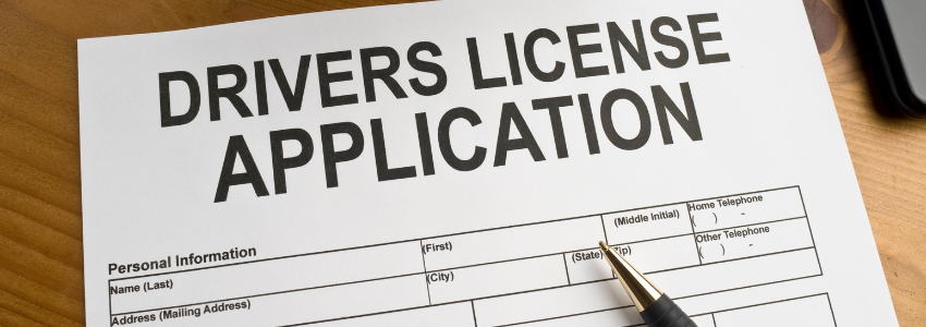 A drivers license application form.